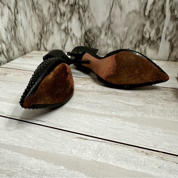 Coach Women’s Sz 8 B Holmes Studded Point Toe Black Heels Pumps Shoes Goth Glam - Picture 11 of 16